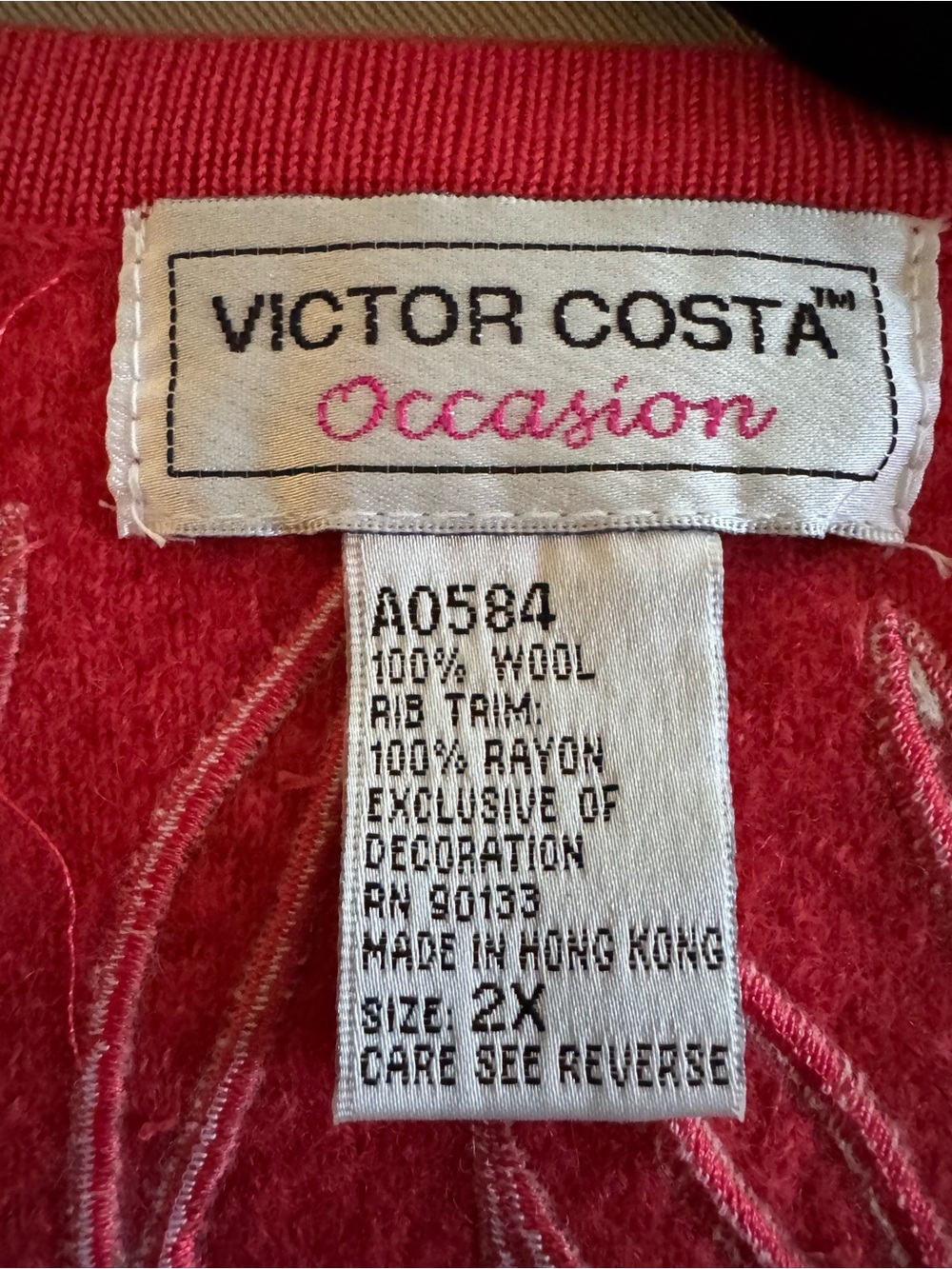 Victor Costa Vibrant Red/Orange Embroidered Open-Front Cardigan Size 2x - Picture 2 of 5